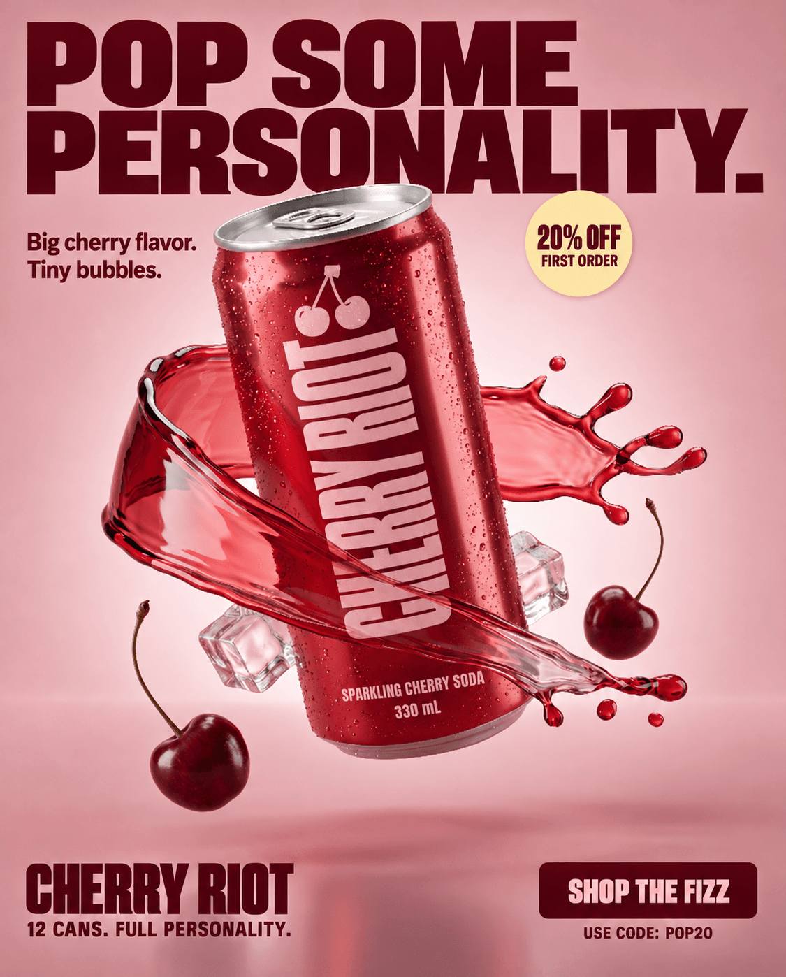 Cherry Riot static image ad created by MKRV Studios